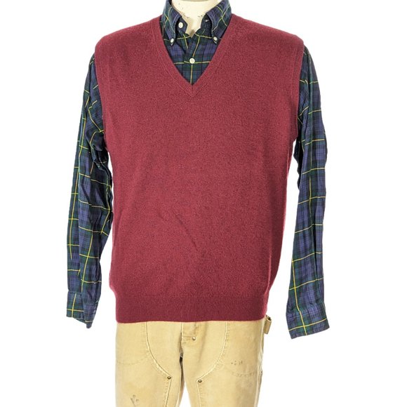 Cashmere Boutique Maroon Cashmere Sweater Vest Sz XL EUC - Picture 1 of 5